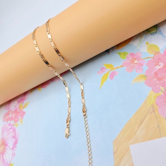 Textured Rose Gold Chain Necklace, 18+2 Inch, Gold Plated Brass, XPNL0104 - Picture 8 of 12